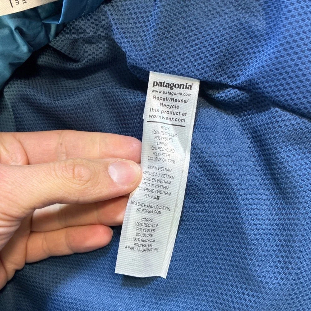 Patagonia Kids H2No Insulated Fleece Lined Waterproof Parka Jacket Blue Large 12